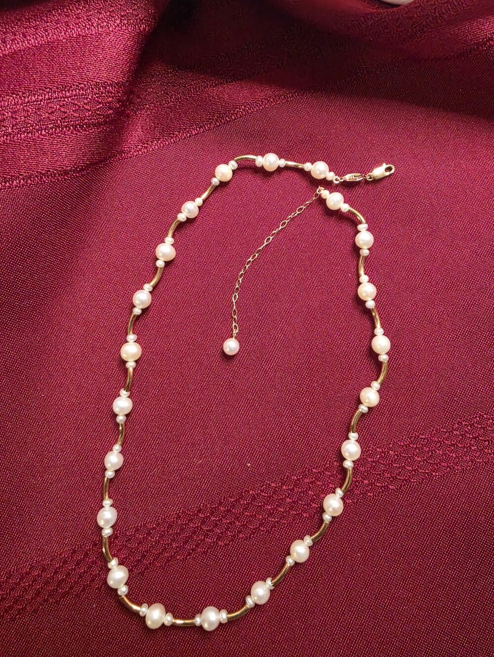 Peter Bram Vintage 14kt gold pearl beaded necklace Solid gold